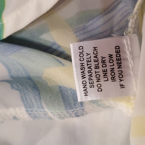 AGaci Dress Womens Size M floral blue yellow white floral tropical print - Picture 5 of 9